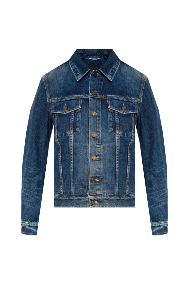 Yves Saint Laurent Vintage Chinosy StasanetShops Guatemala Navy blue Distressed denim jacket Saint Laurent